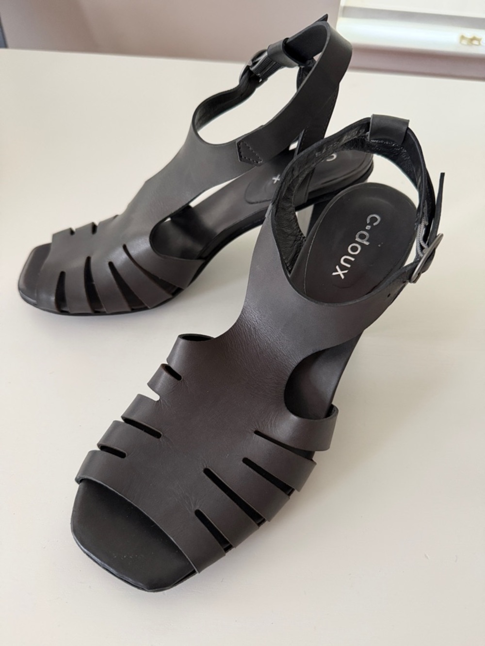 C-DOUX Women's Dark Grey Leather Heels